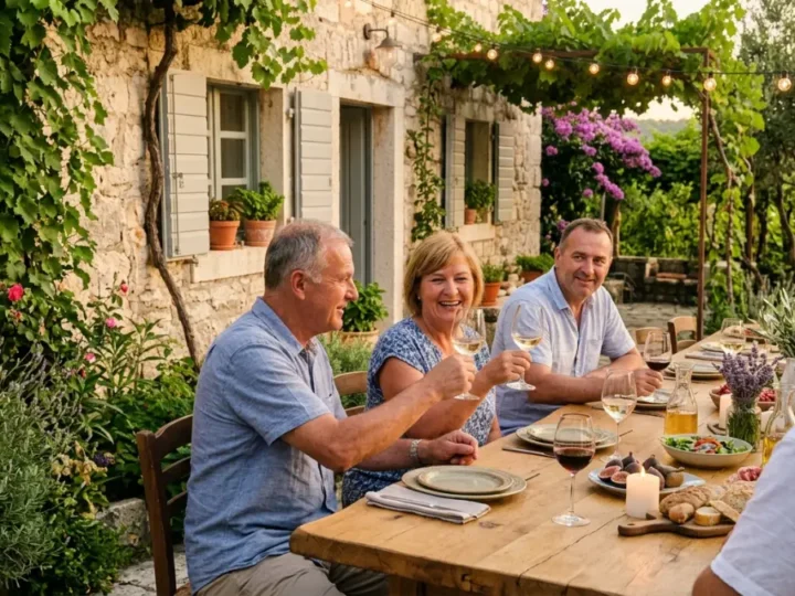 Private events in Bilje, Croatia — outdoor garden barbecue gathering at Villa Sandrina